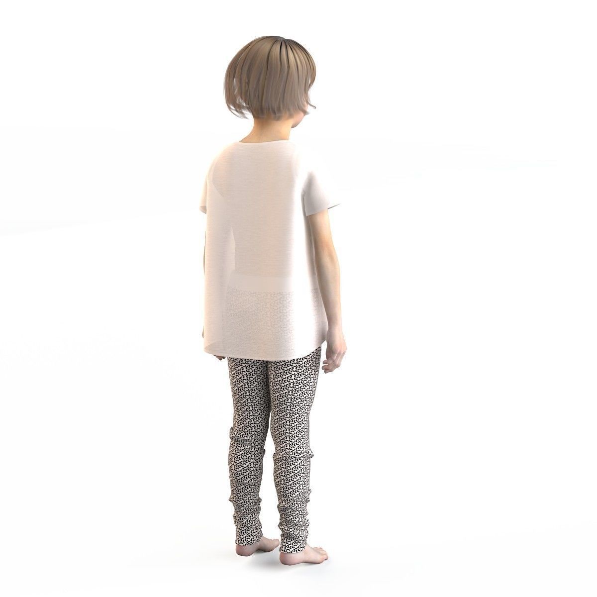 Girl dress t shirt skirt Baby clothes 3D model_7