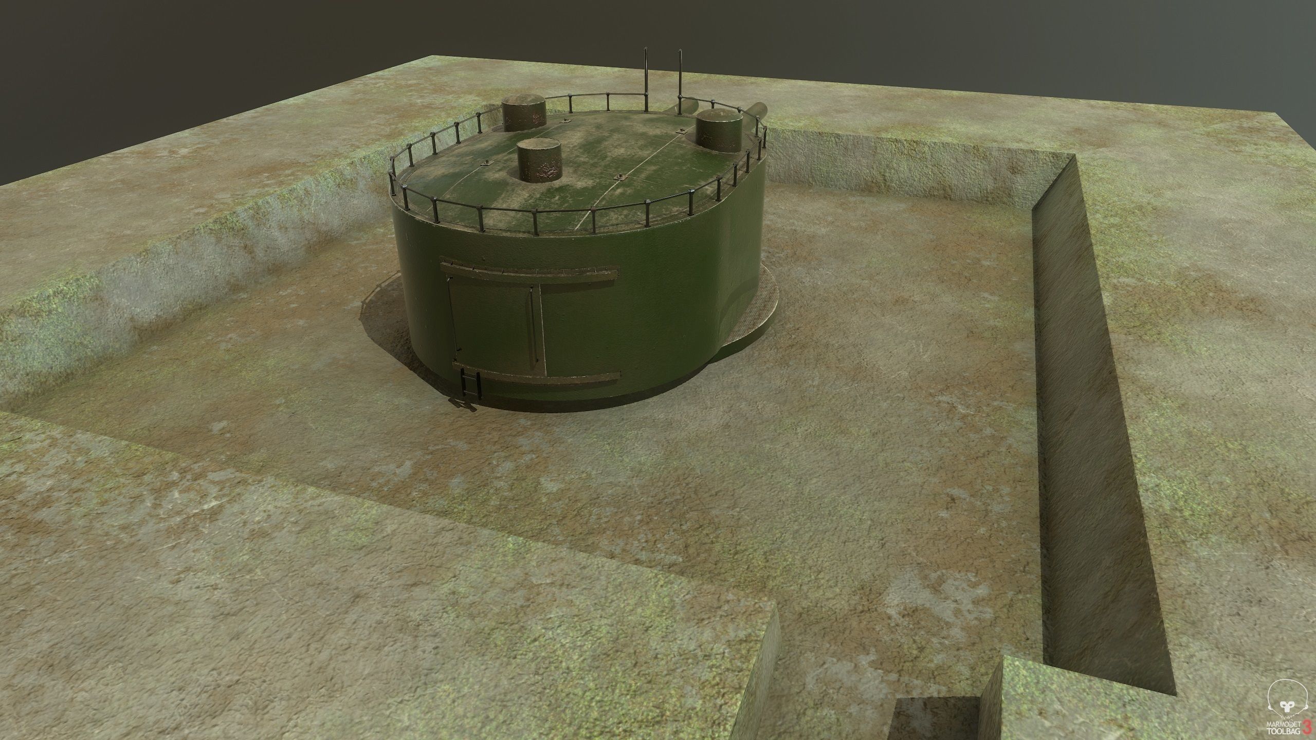 Coastal artillery 305 mm Low-poly 3D model_5