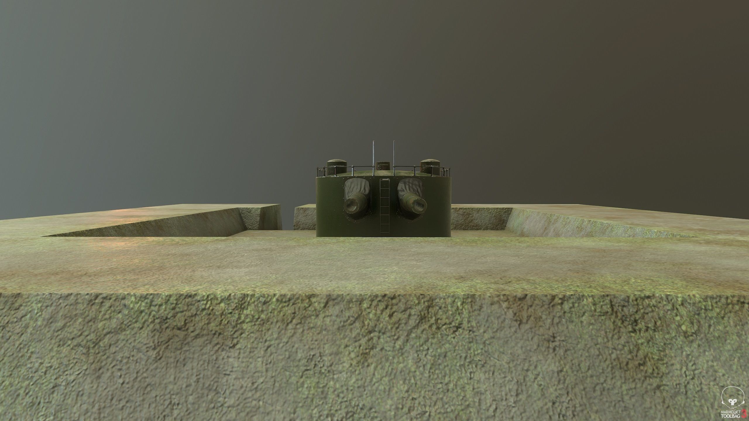 Coastal artillery 305 mm Low-poly 3D model_9