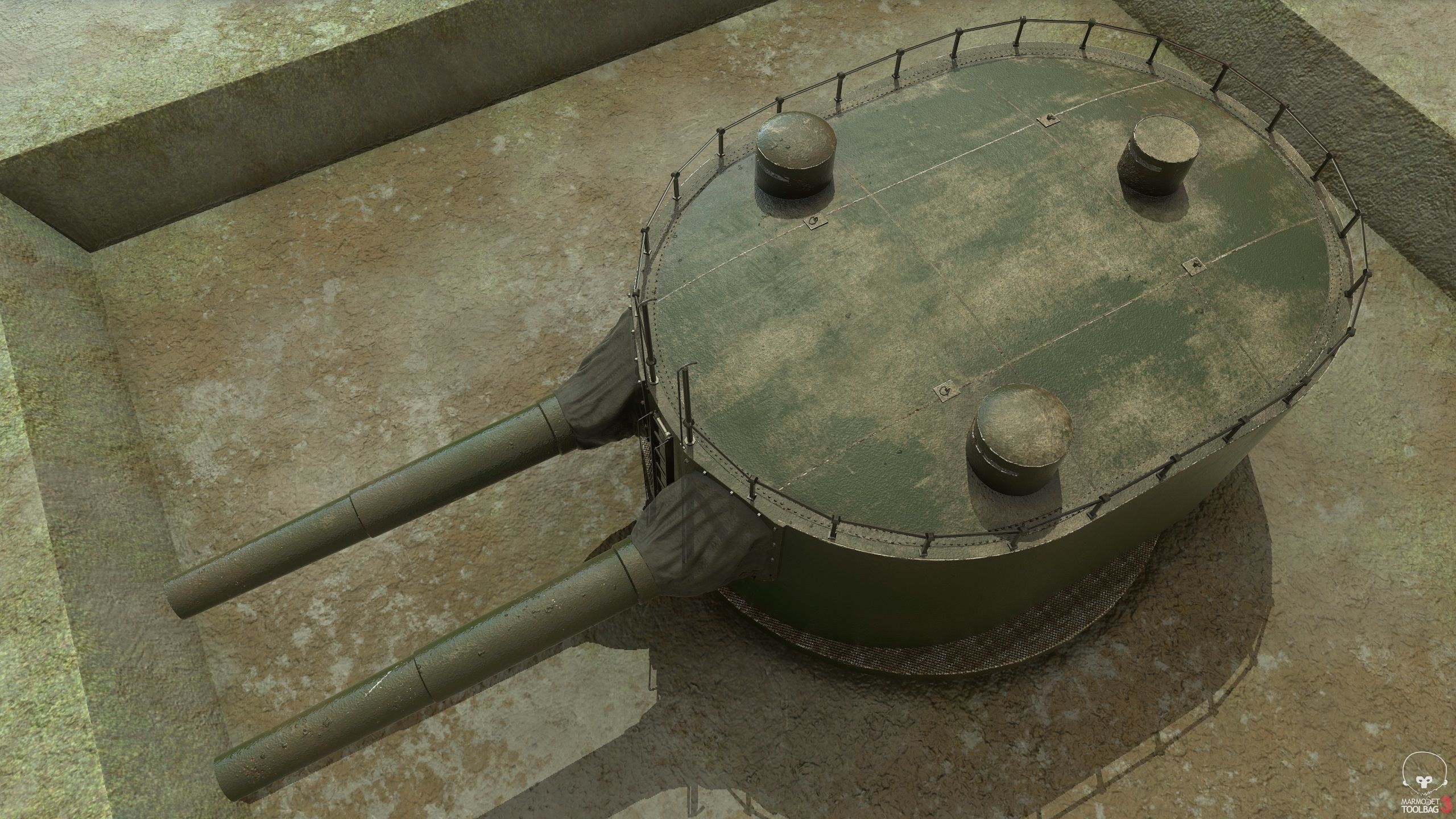 Coastal artillery 305 mm Low-poly 3D model_11