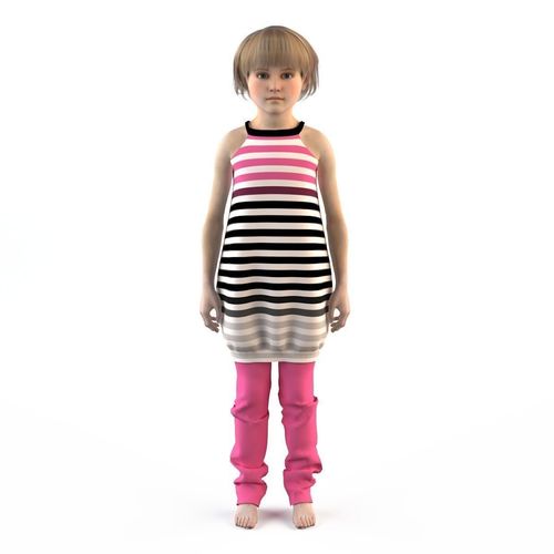 Girl dress t shirt skirt Baby clothes  3D model
