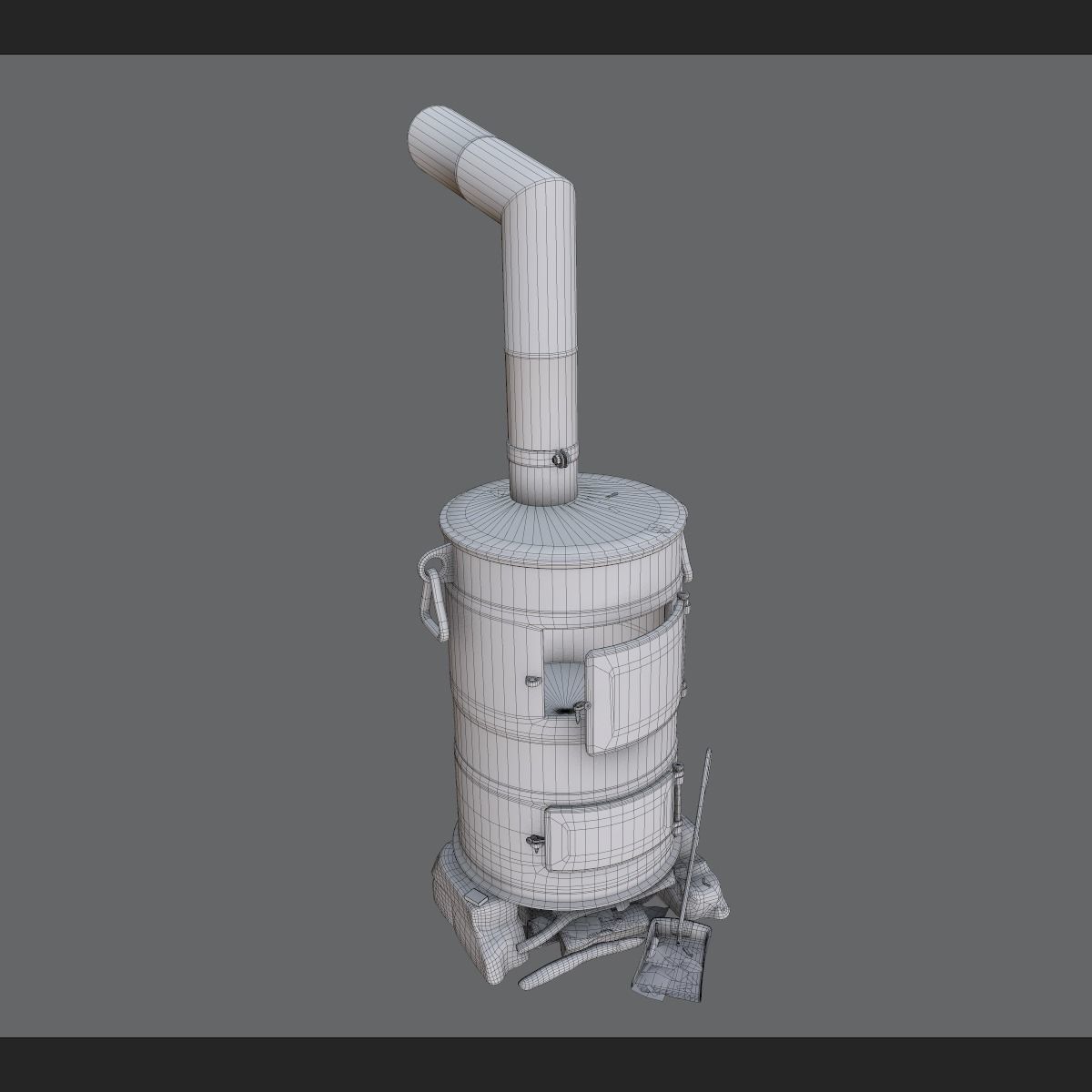 Firewood Stove Low-poly 3D model_8