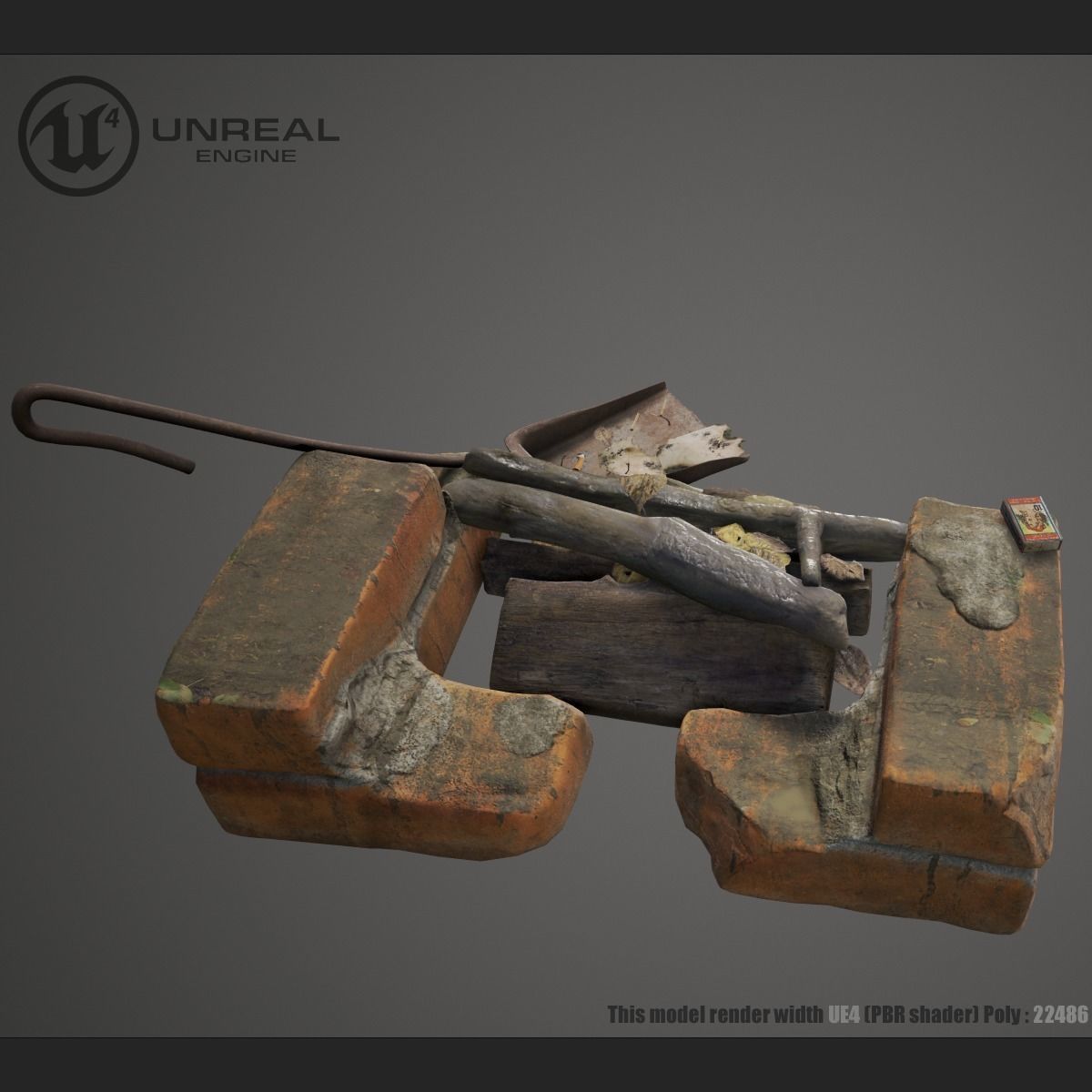 Firewood Stove Low-poly 3D model_5