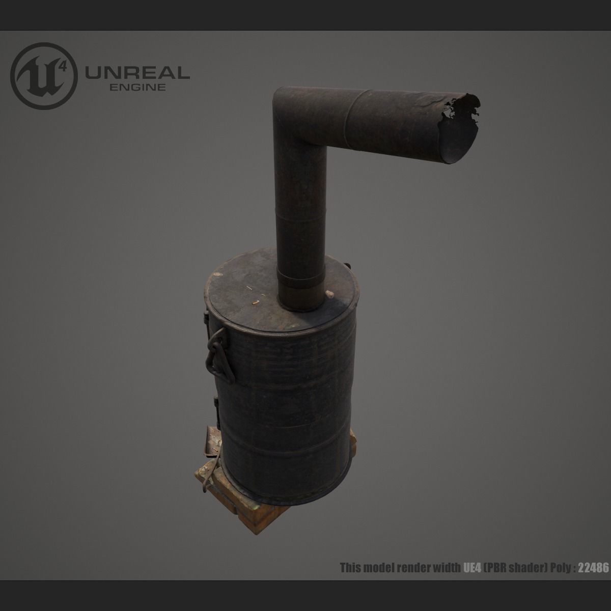 Firewood Stove Low-poly 3D model_1