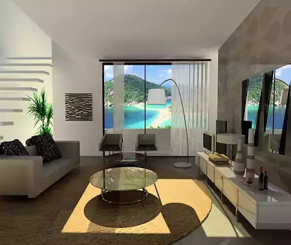 Modern Living Room Scene 3D MAX File