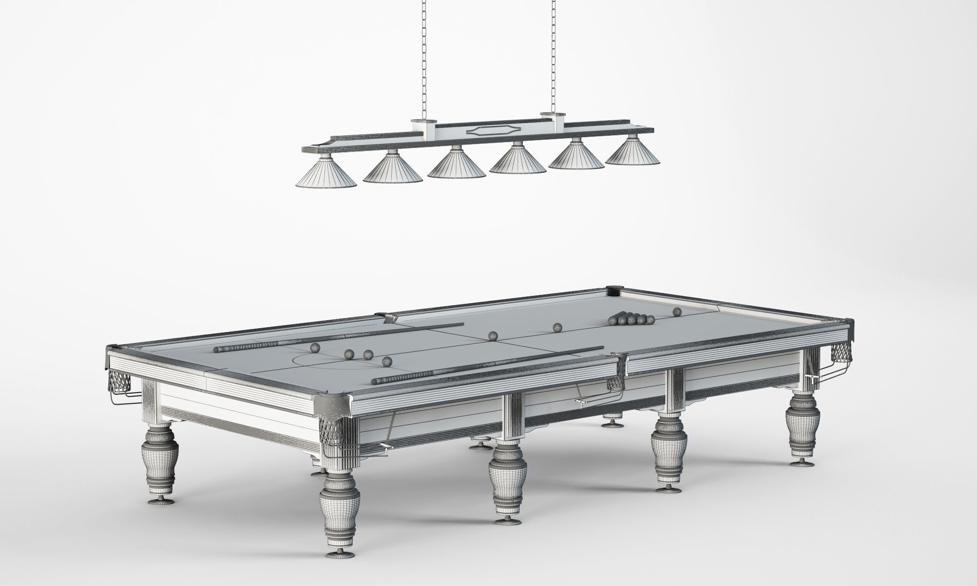 Snooker billiard table 3D model_3