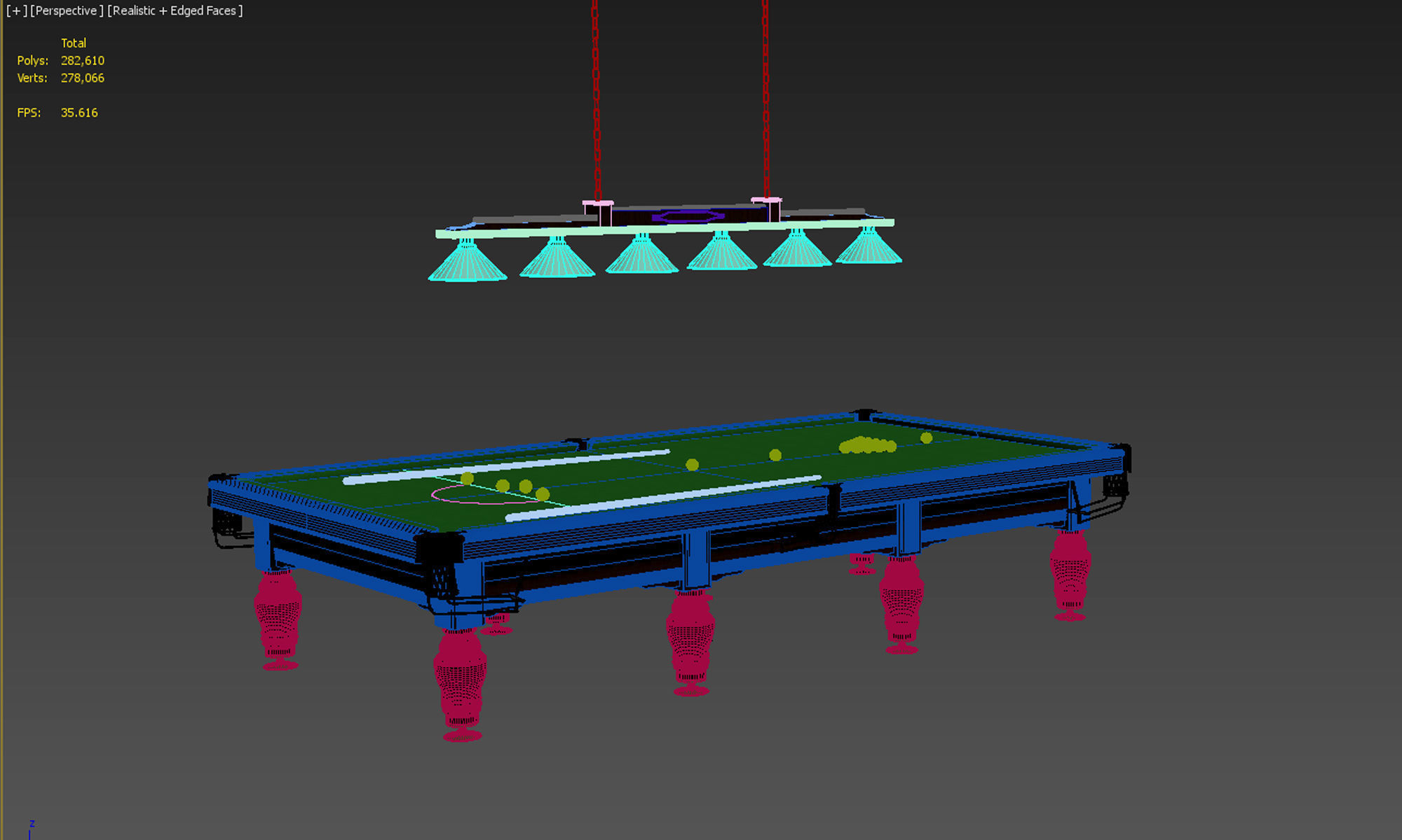 Snooker billiard table 3D model_6
