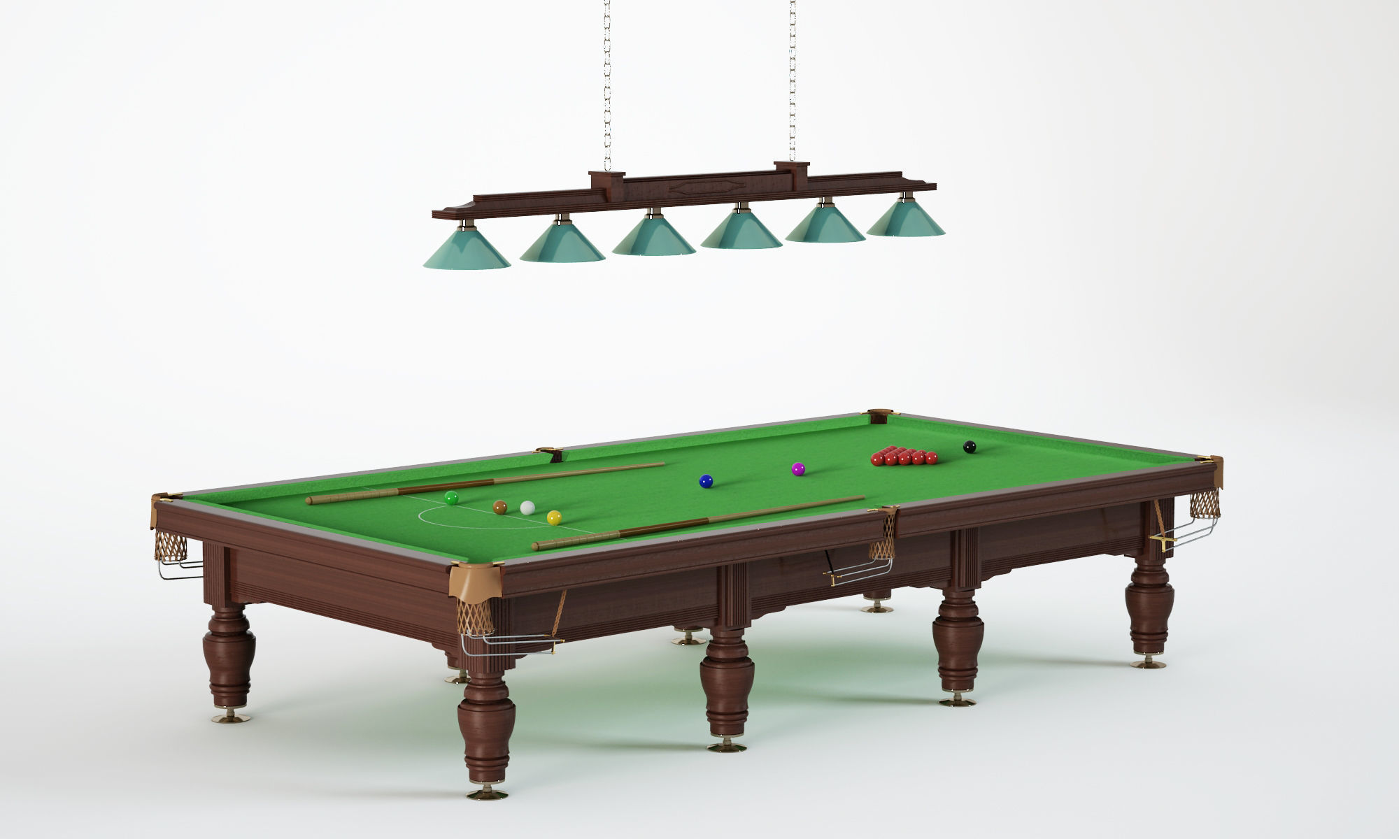 Snooker billiard table 3D model_2