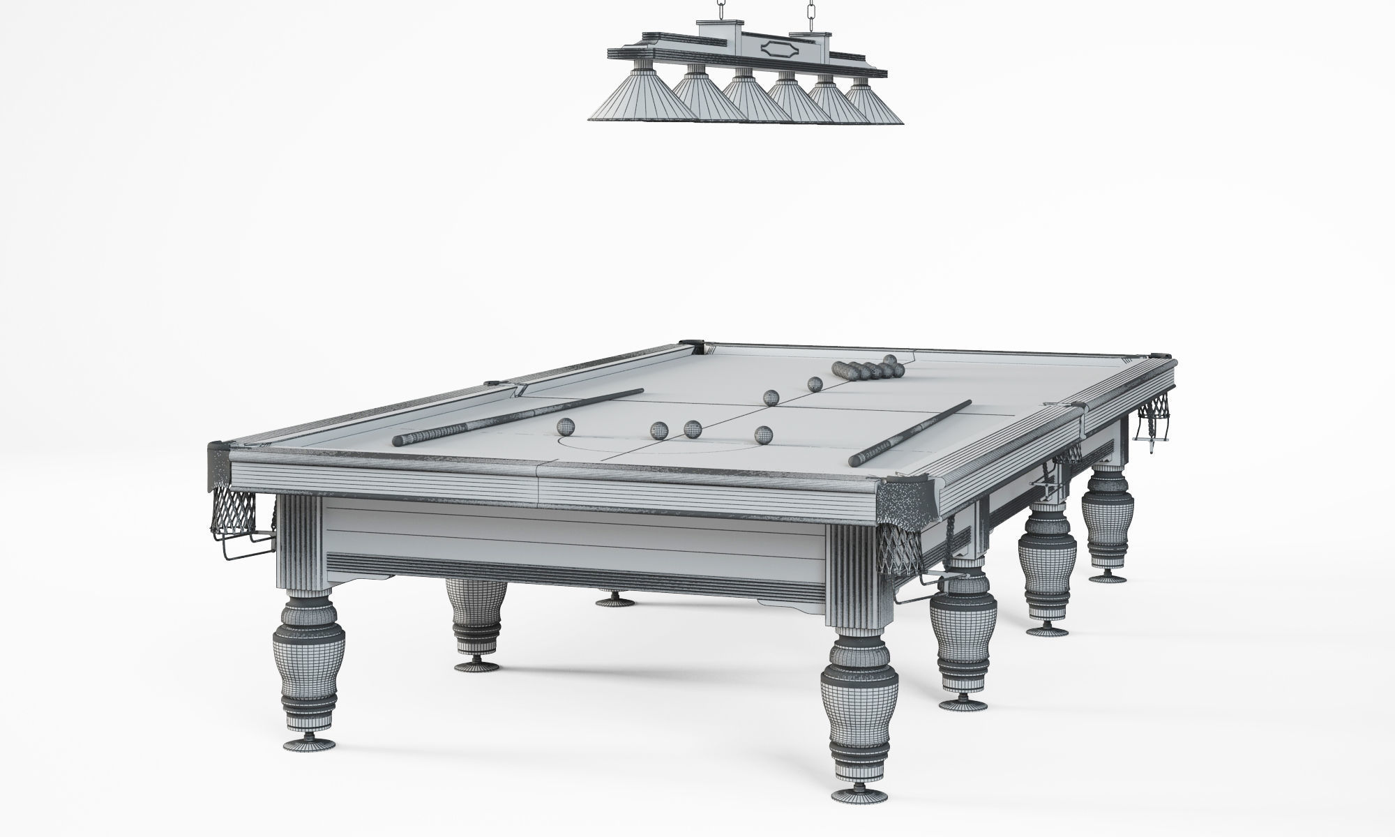 Snooker billiard table 3D model_1