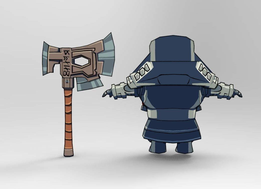 Dwarf fighter Low-poly 3D model_3