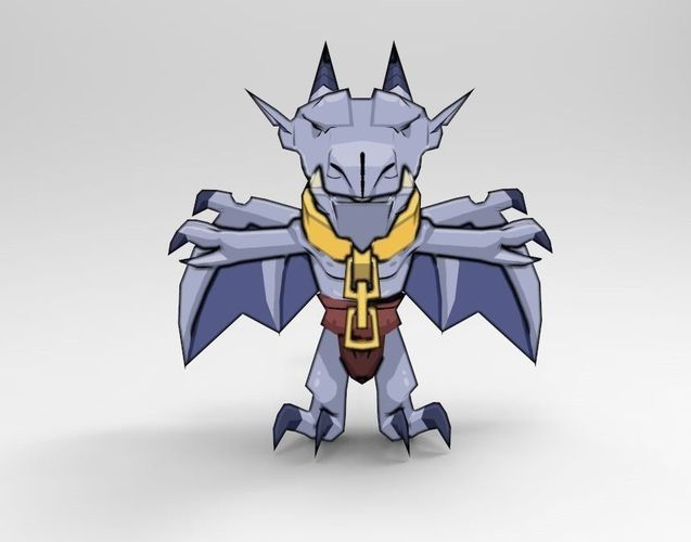 Gargoyle model paper cut out of dragon Low-poly 3D model