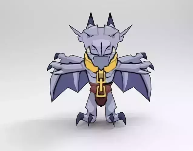 Gargoyle model paper cut out of dragon Low-poly 3D model