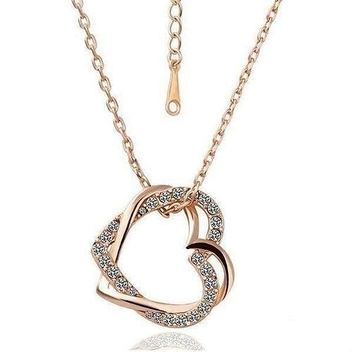 Intersecting double hearts pendant with gemstones 3D print model