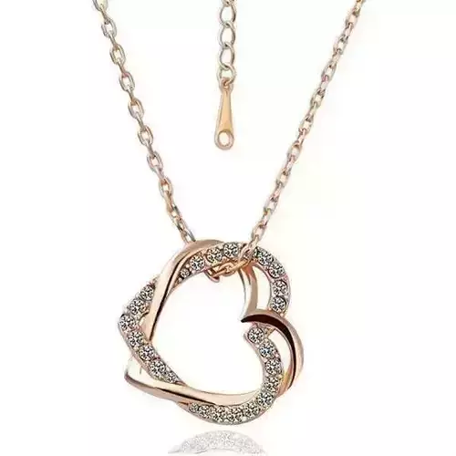 Intersecting double hearts pendant with gemstones 3D print model