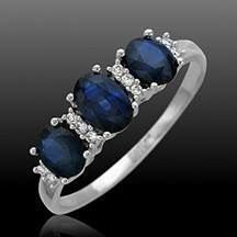 ring with oval sapphires and diamonds 3D print model