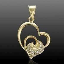 double heart shape pendant with diamonds or gems 3D print model