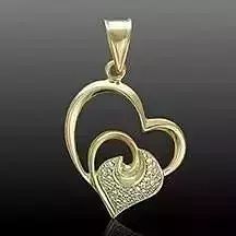 double heart shape pendant with diamonds or gems 3D print model
