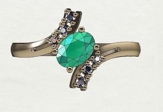 ring with blue sapphire and diamonds 3D print model_7