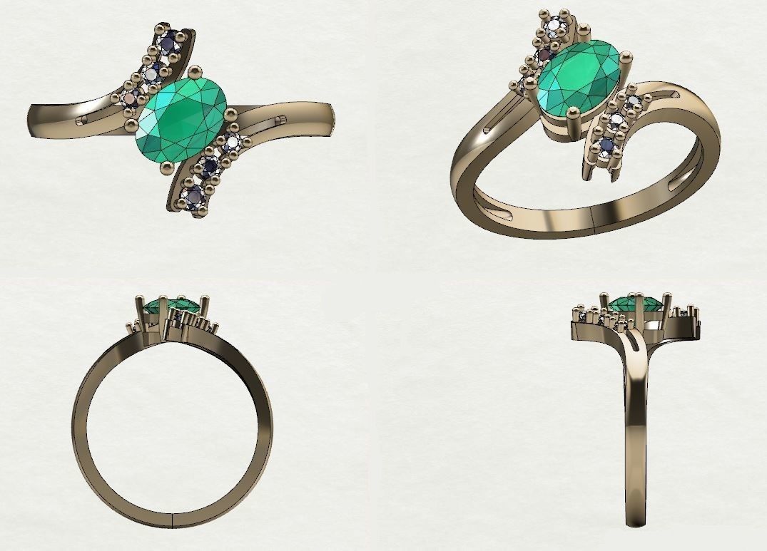 ring with blue sapphire and diamonds 3D print model_11