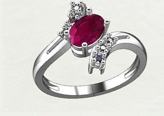 ring with blue sapphire and diamonds 3D print model_3