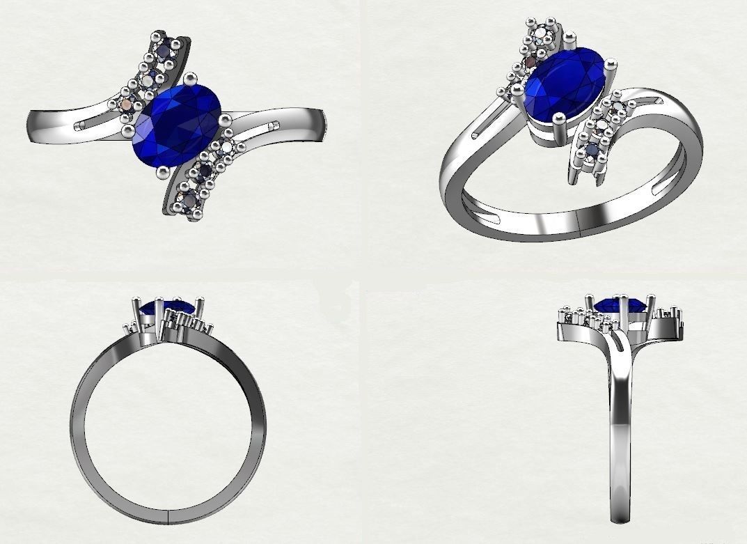 ring with blue sapphire and diamonds 3D print model_9
