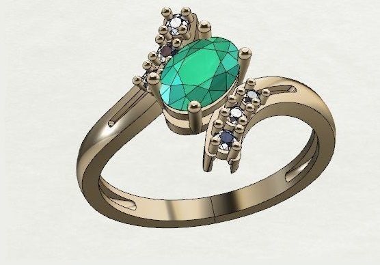 ring with blue sapphire and diamonds 3D print model_2