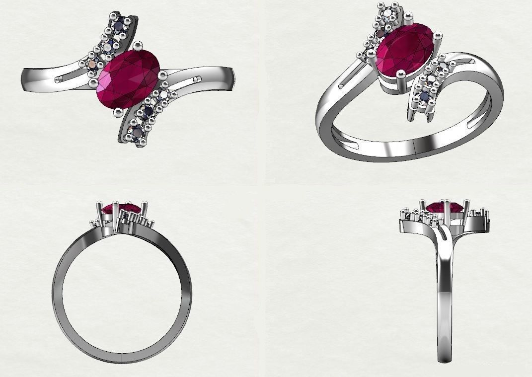 ring with blue sapphire and diamonds 3D print model_12