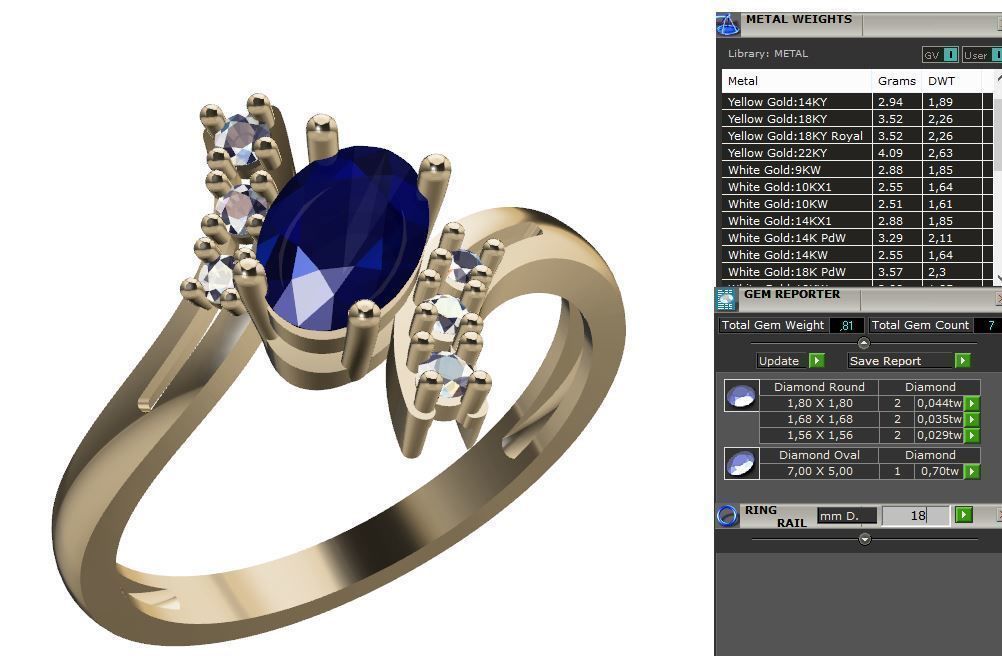 ring with blue sapphire and diamonds 3D print model_4