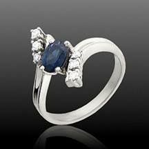 ring with blue sapphire and diamonds 3D print model