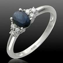 ring with blue oval sapphire and diamonds  3D print model