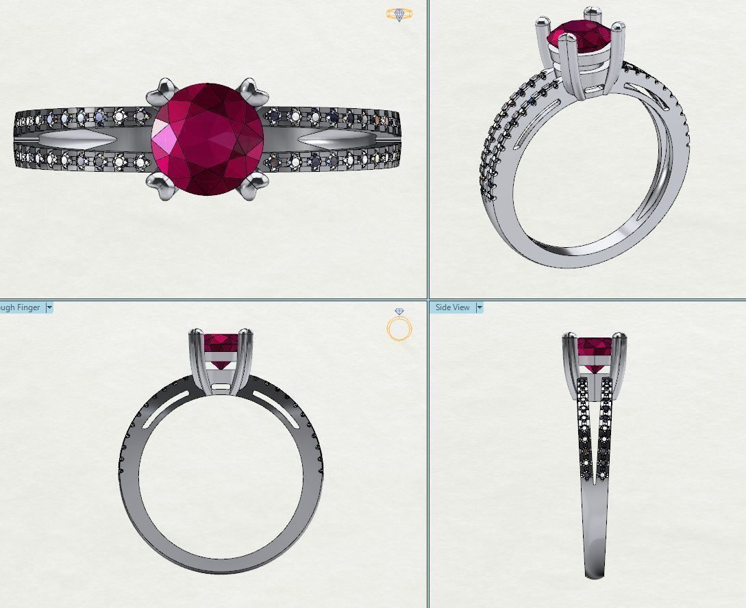 ring with blue round sapphire and diamonds 3D print model_6