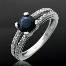 ring with blue round sapphire and diamonds 3D print model_0