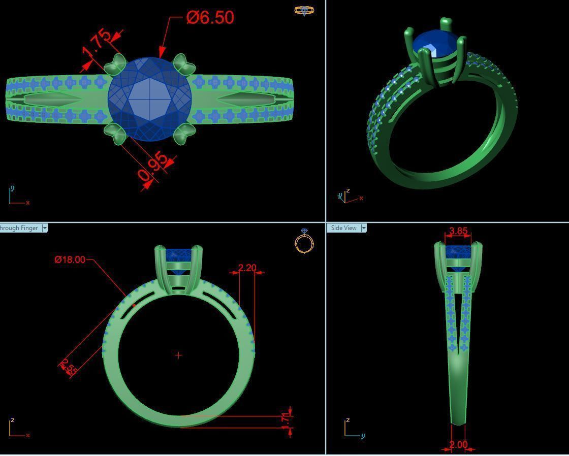 ring with blue round sapphire and diamonds 3D print model_5