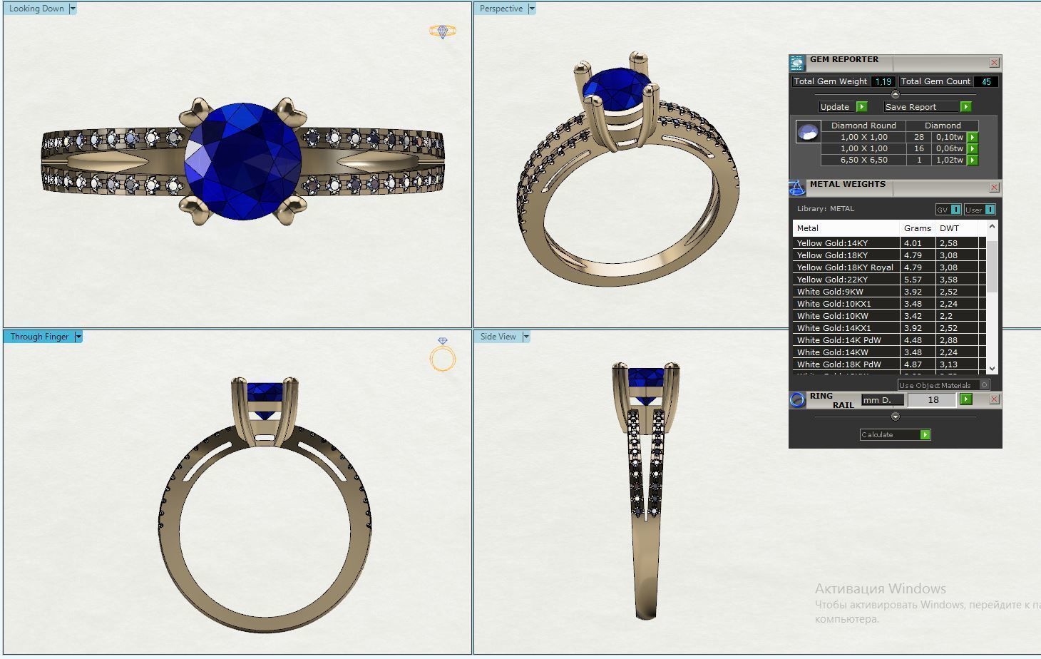 ring with blue round sapphire and diamonds 3D print model_3