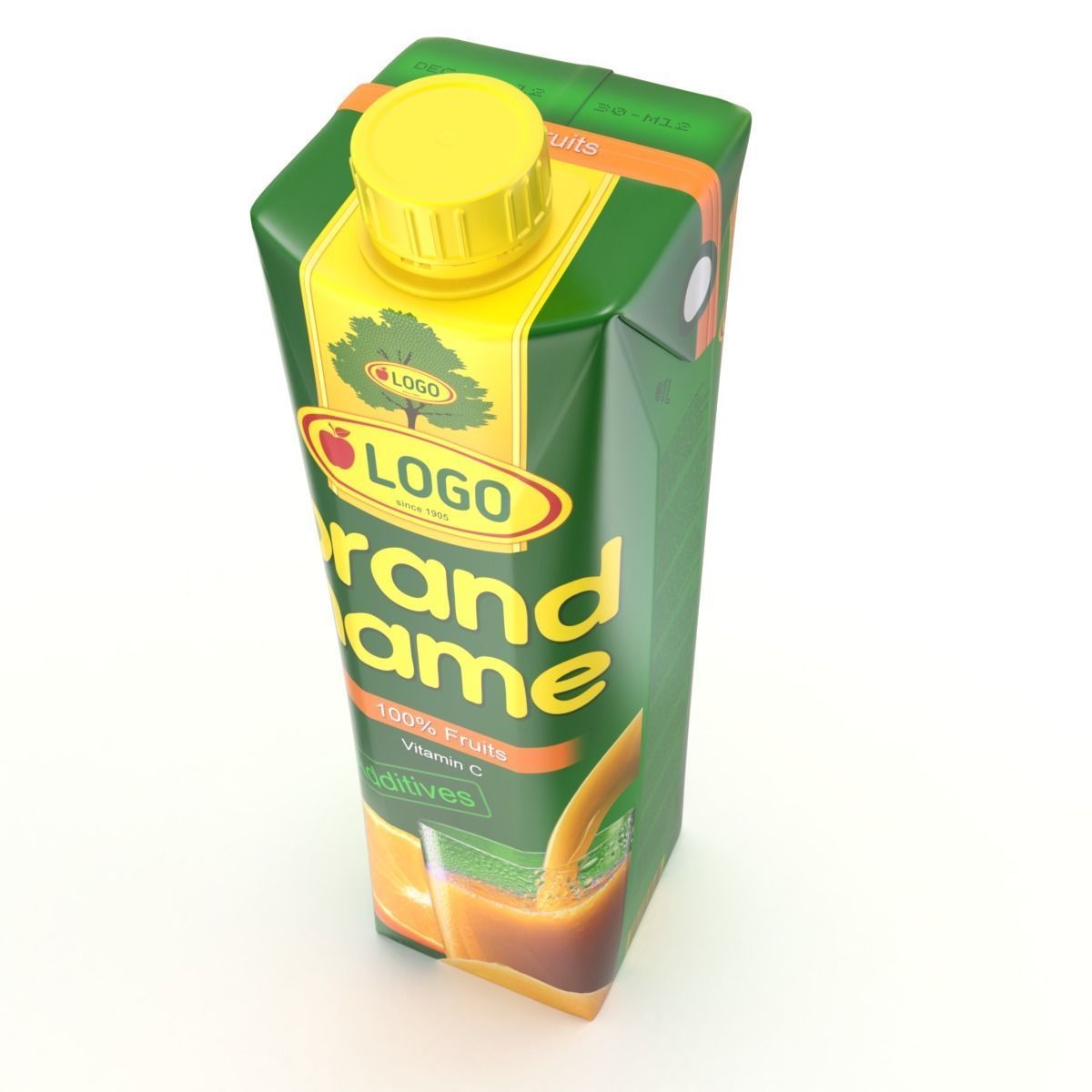 Juice Carton Box 3D model_8