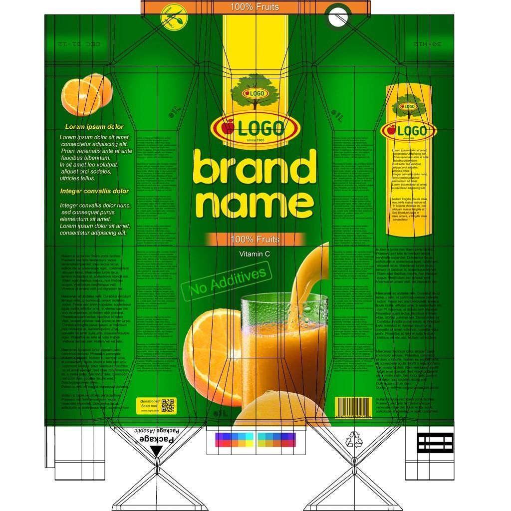 Juice Carton Box 3D model_9