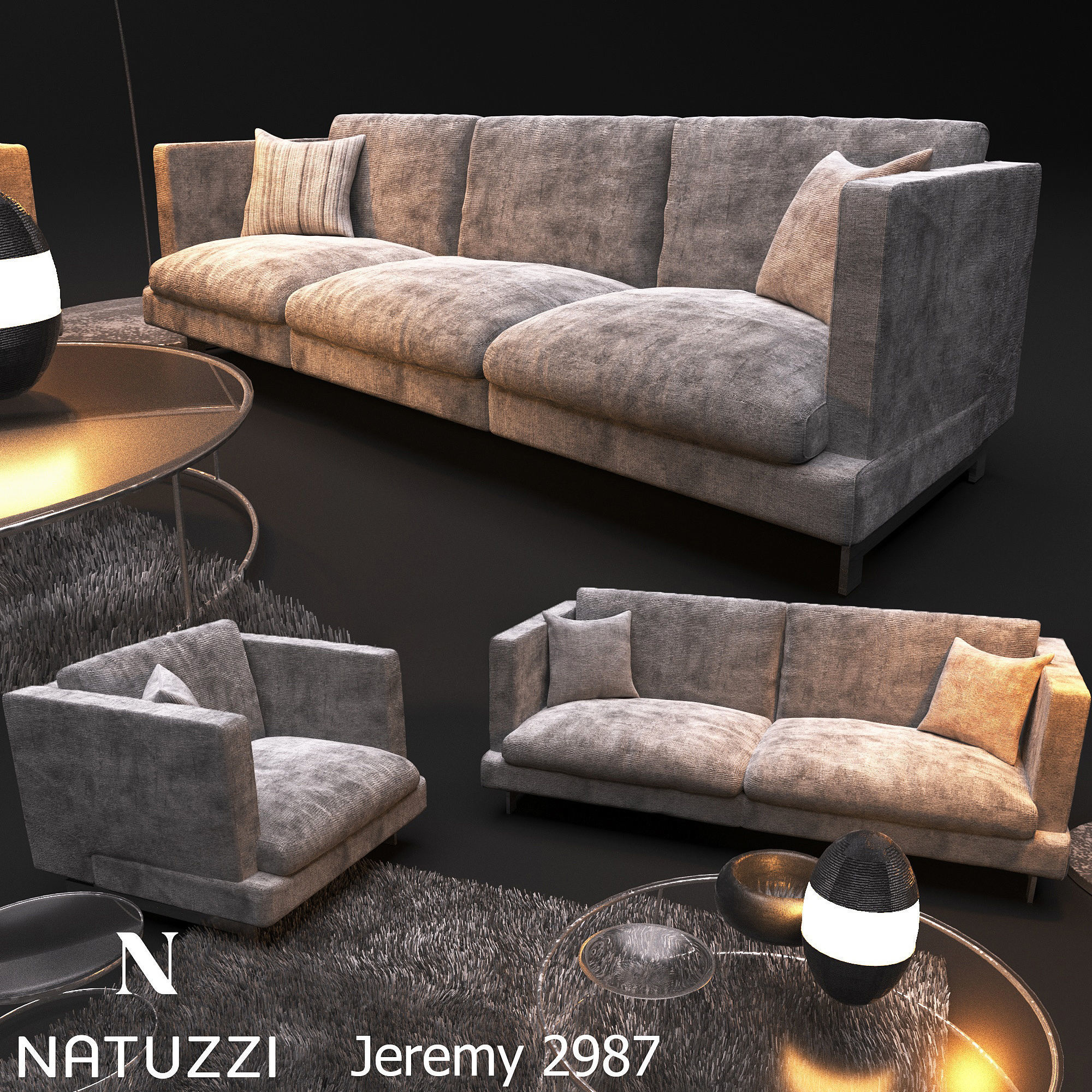 Sofa NATUZZI Jeremy 2987 3D model_1