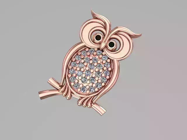 necklaces1 owl on branch with diamonds