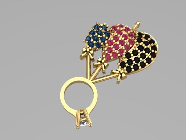 necklaces2 hot air balloon ring 3D print model