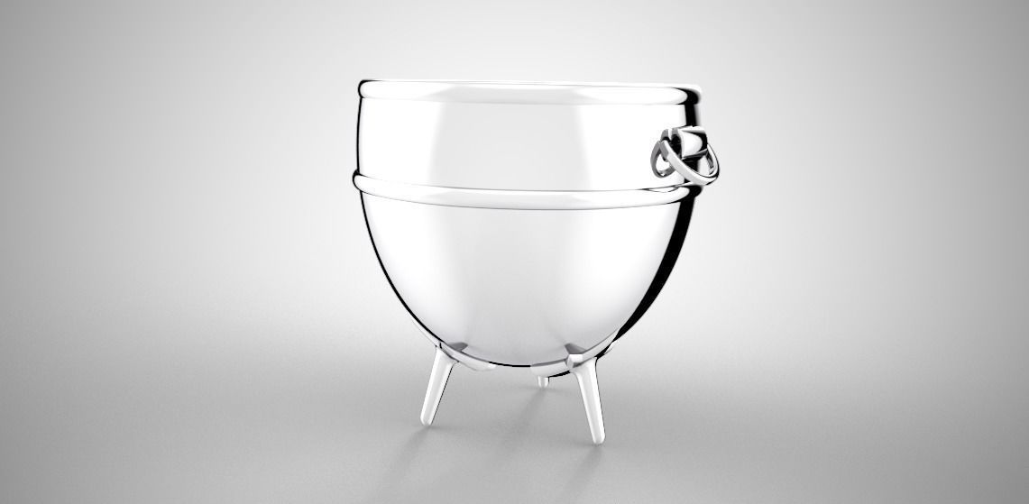 Cauldron silver wine barrel Low-poly 3D model_10