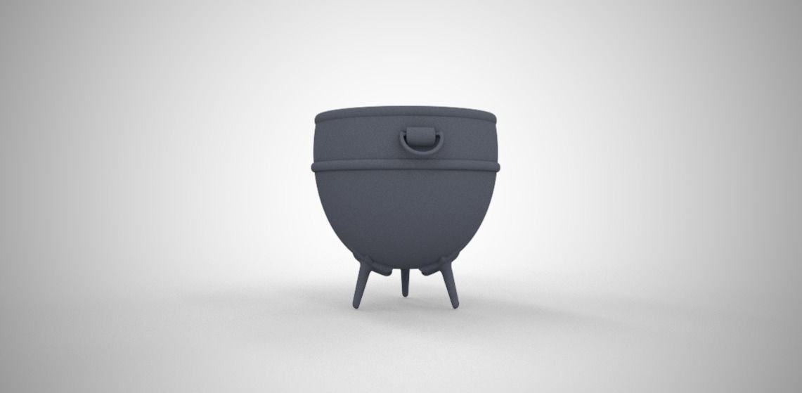 Cauldron silver wine barrel Low-poly 3D model_2