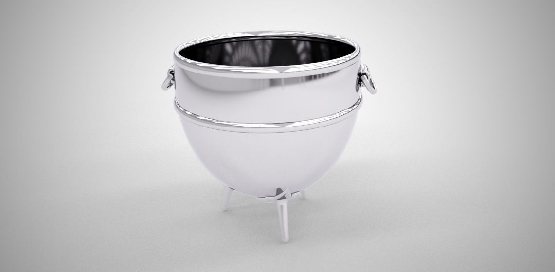 Cauldron silver wine barrel Low-poly 3D model_8