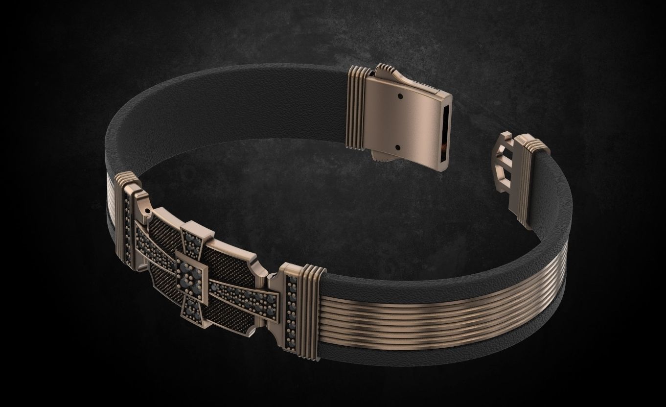 Bracelet with stones cross under the skin 197 3D print model_5