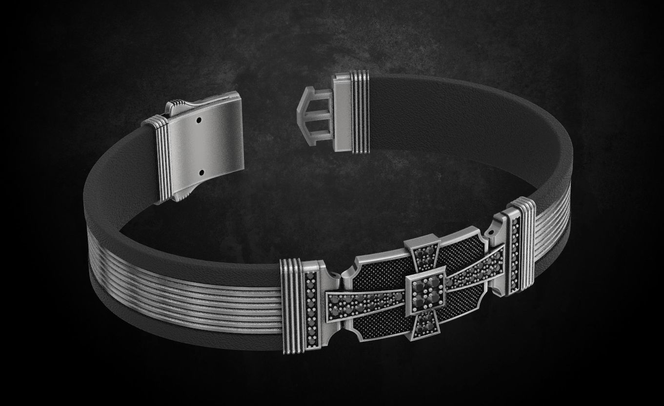 Bracelet with stones cross under the skin 197 3D print model_2