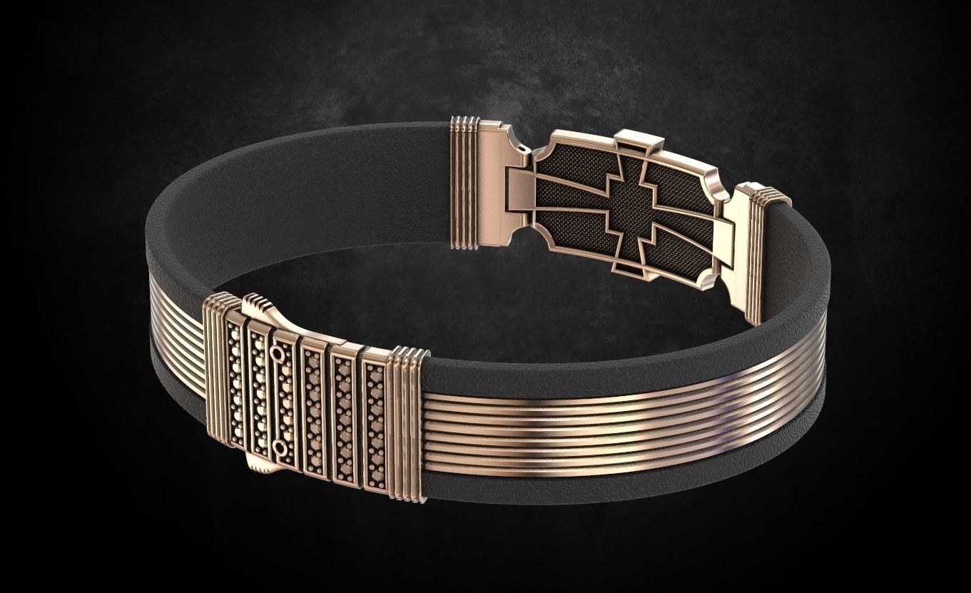 Bracelet with stones cross under the skin 197 3D print model_7