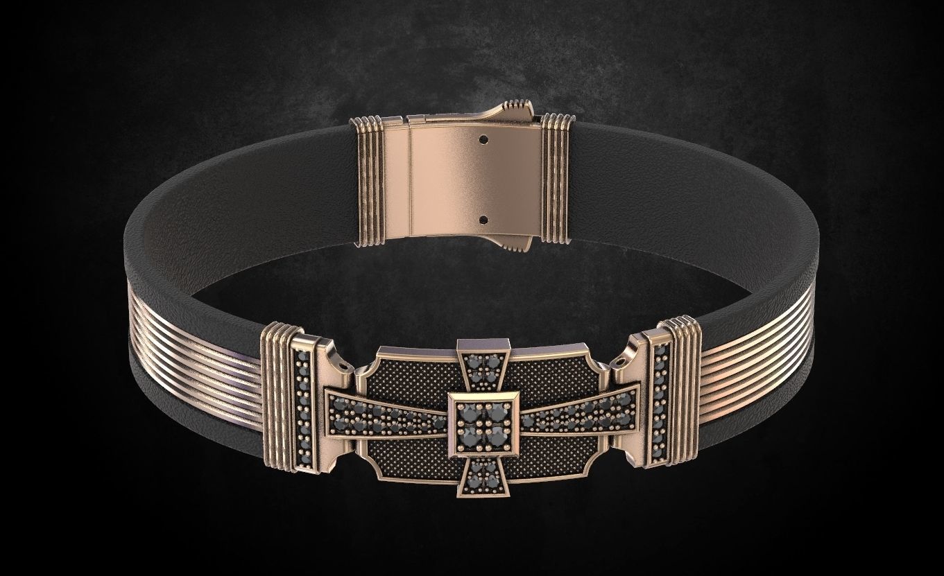 Bracelet with stones cross under the skin 197 3D print model_1