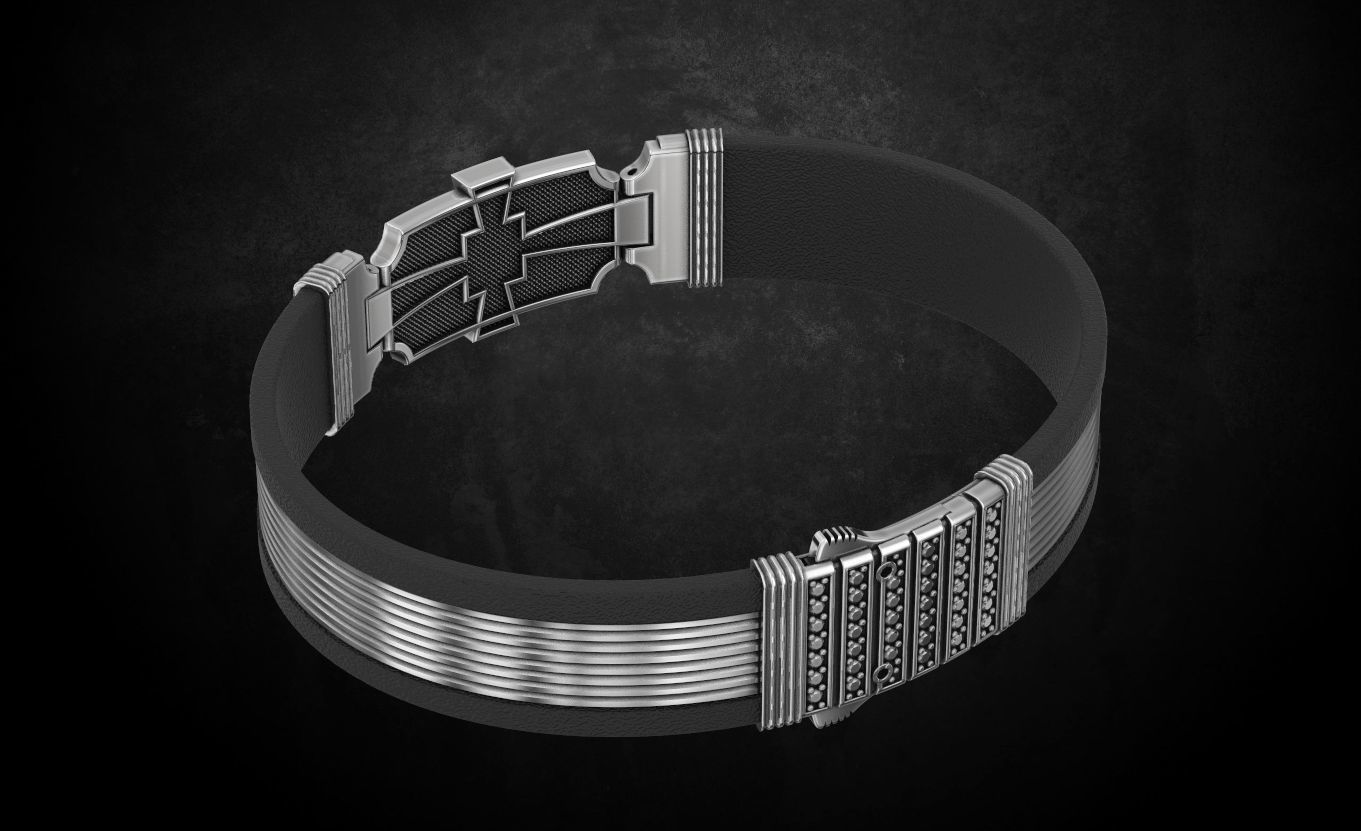 Bracelet with stones cross under the skin 197 3D print model_4