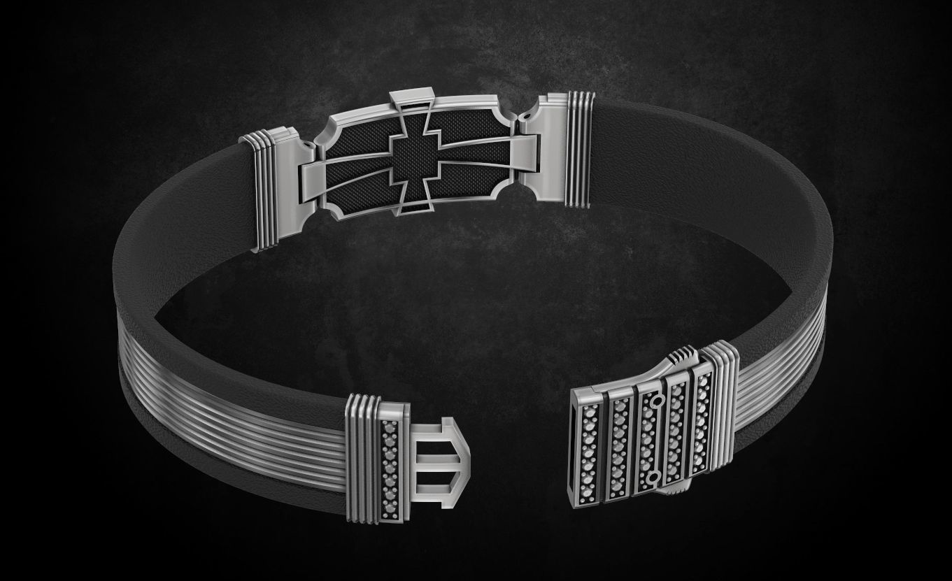 Bracelet with stones cross under the skin 197 3D print model_6