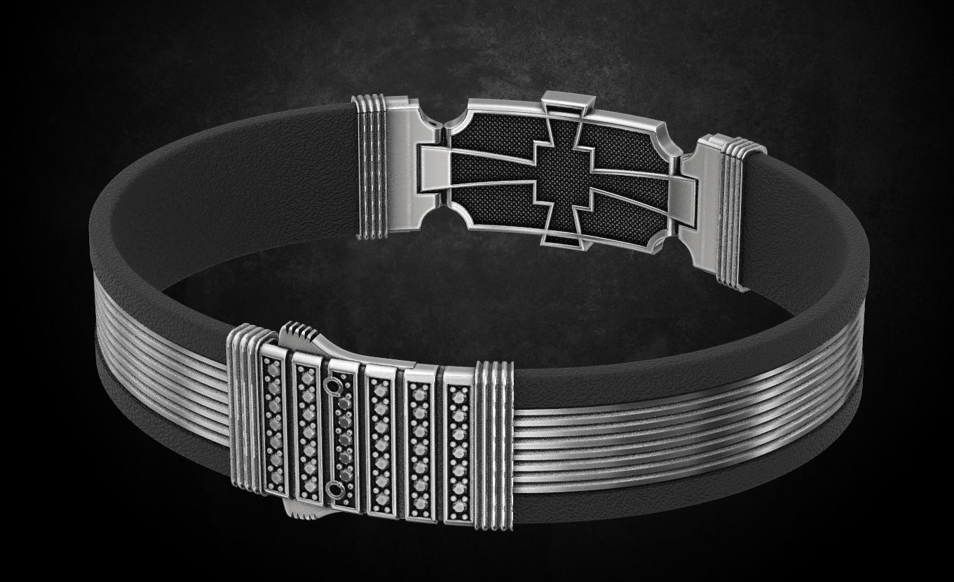 Bracelet with stones cross under the skin 197 3D print model_8