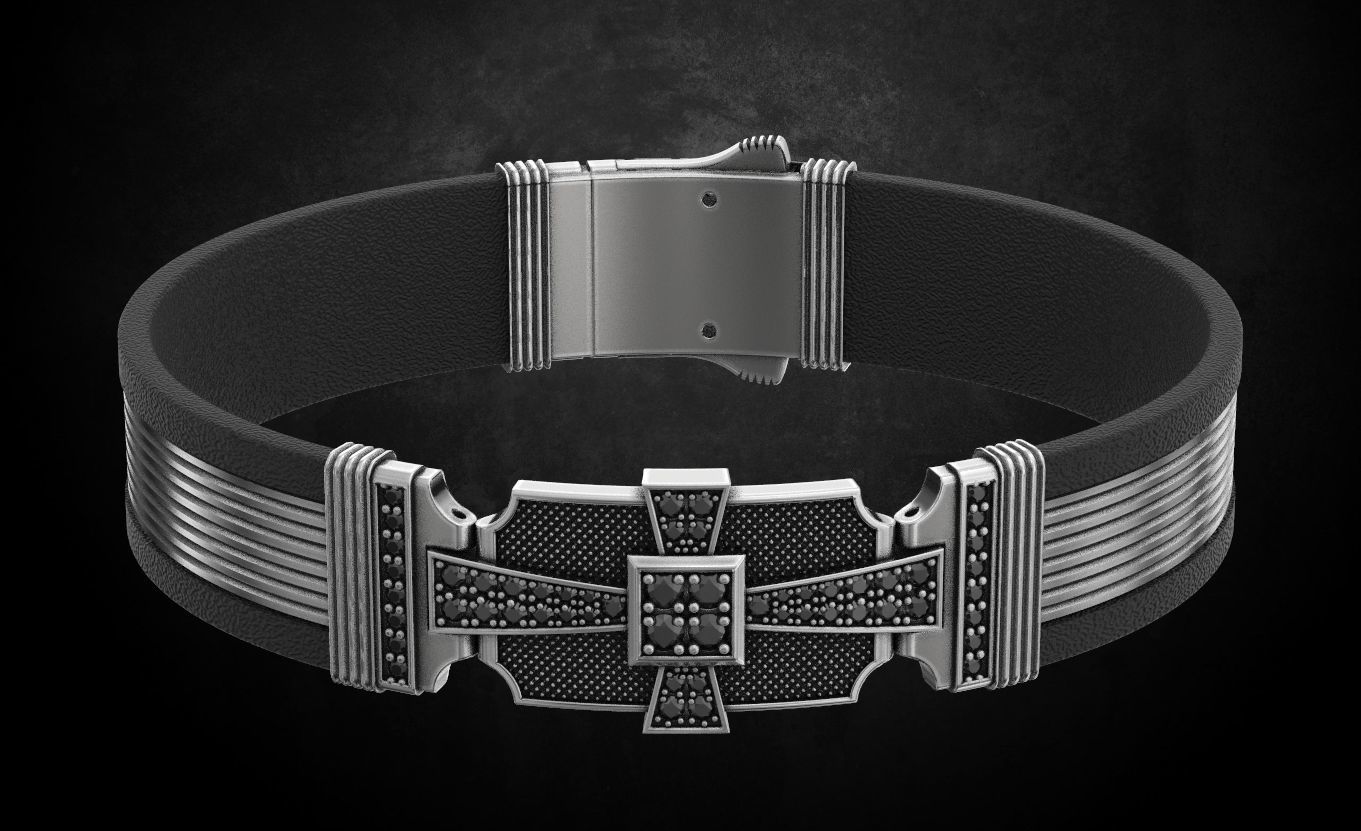 Bracelet with stones cross under the skin 197 3D print model_10